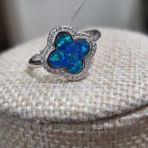 Silver and Blue Opal Ring